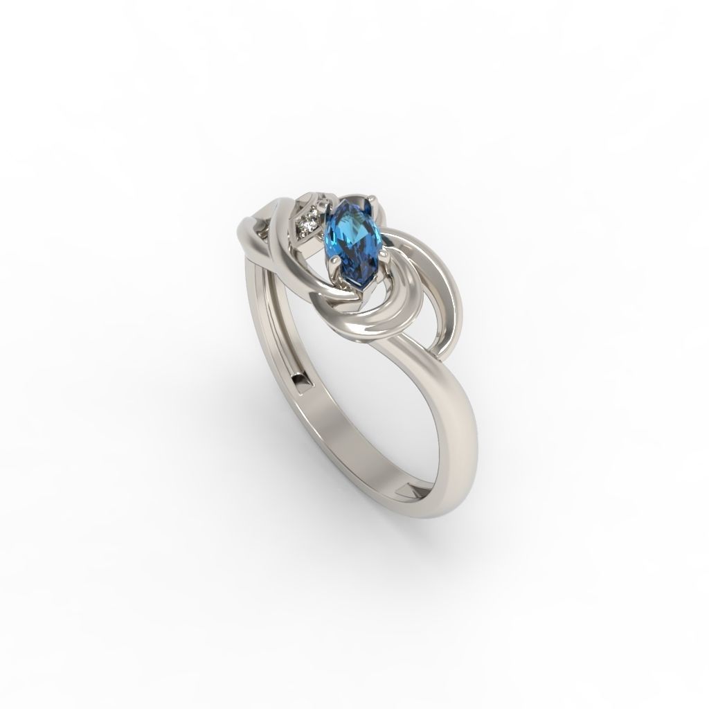 Women ring with gems 3dm stl 3D print model_14