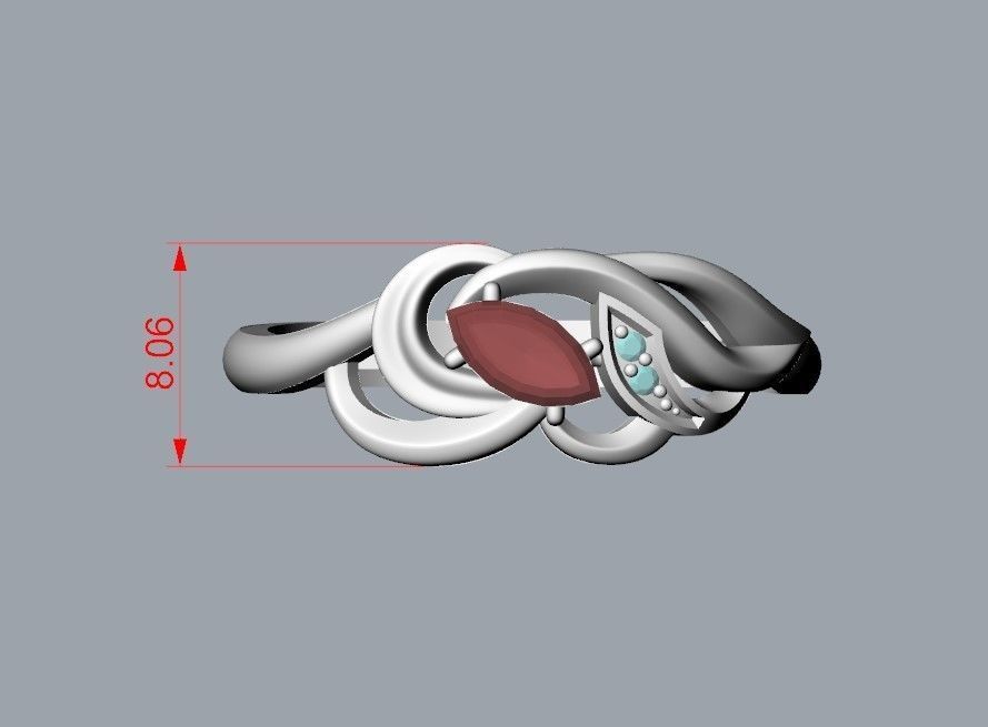 Women ring with gems 3dm stl 3D print model_39