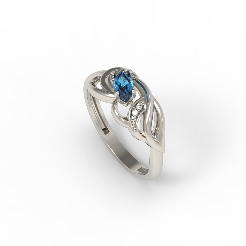 Women ring with gems 3dm stl 3D print model_11