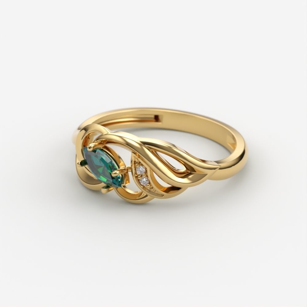 Women ring with gems 3dm stl 3D print model_2