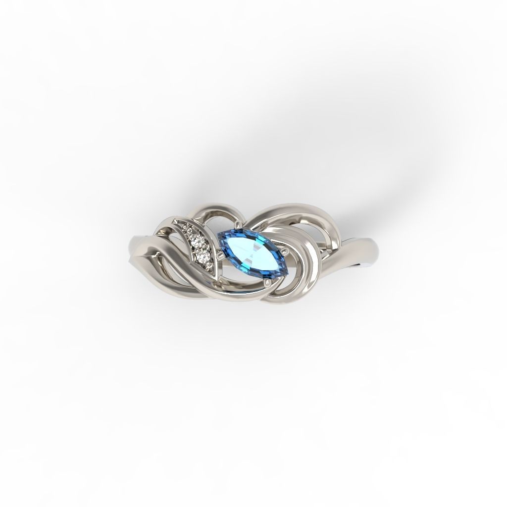 Women ring with gems 3dm stl 3D print model_15