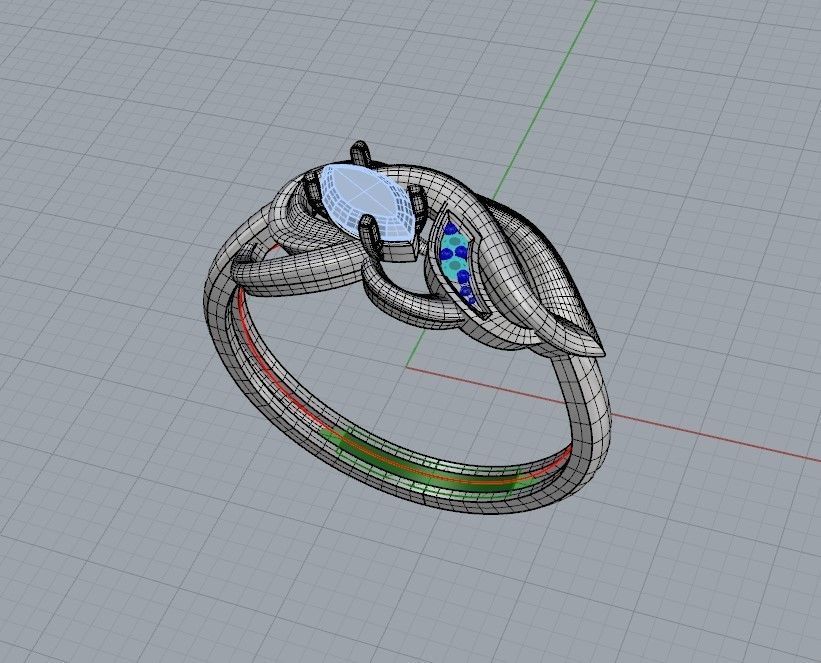 Women ring with gems 3dm stl 3D print model_41