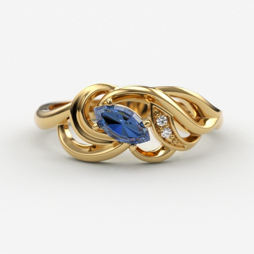 Women ring with gems 3dm stl 3D print model_6