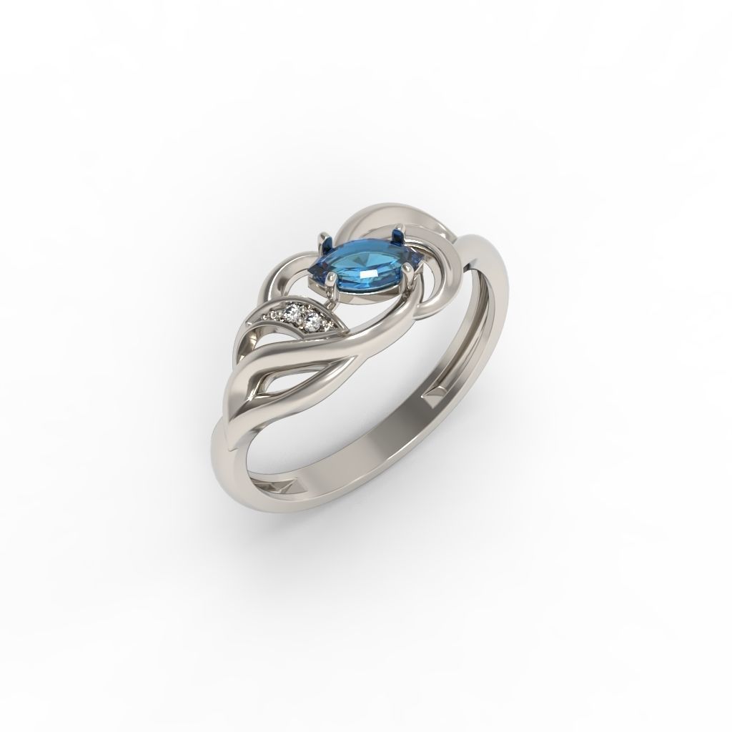 Women ring with gems 3dm stl 3D print model_10