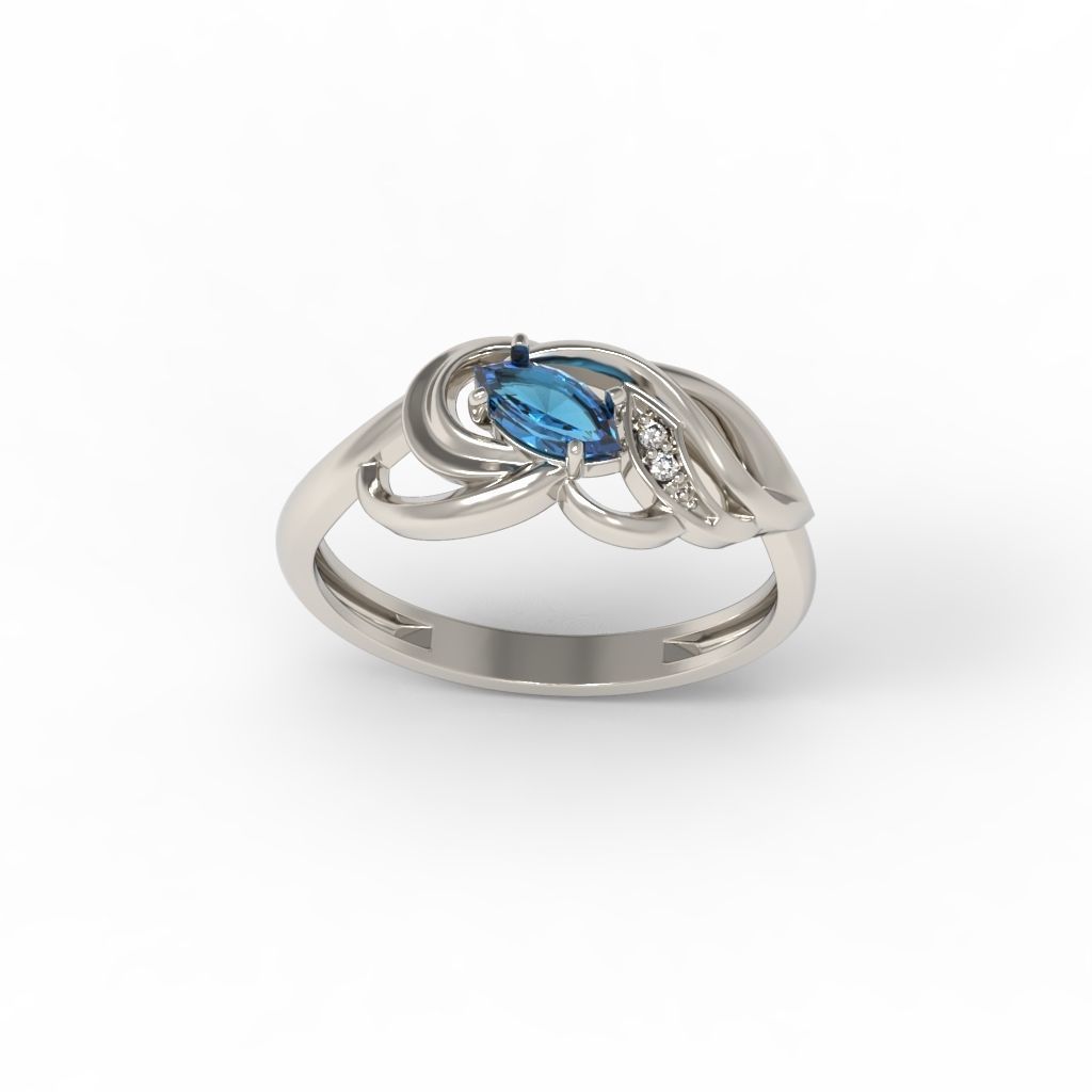 Women ring with gems 3dm stl 3D print model_12