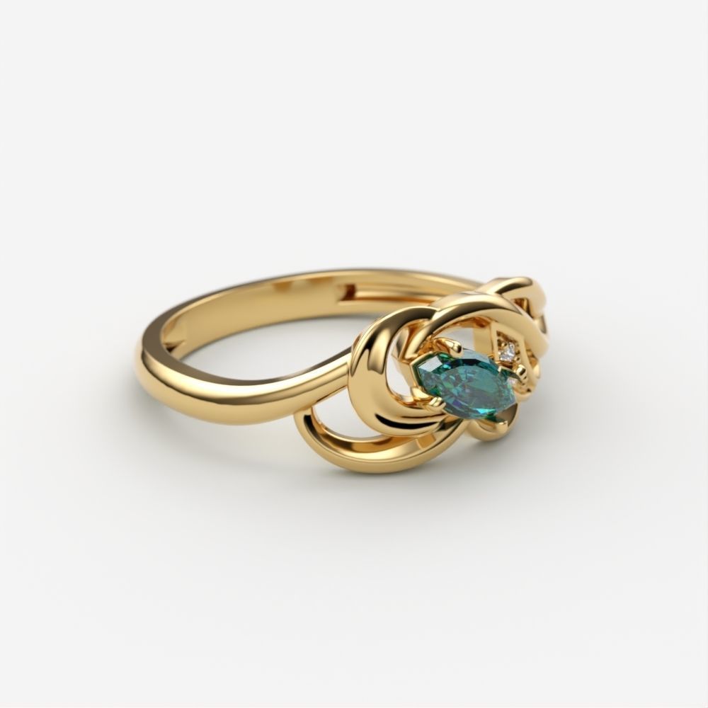 Women ring with gems 3dm stl 3D print model_3