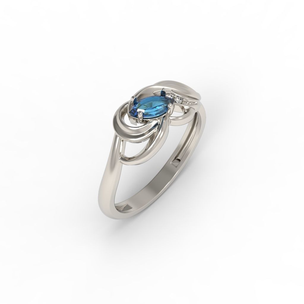 Women ring with gems 3dm stl 3D print model_13