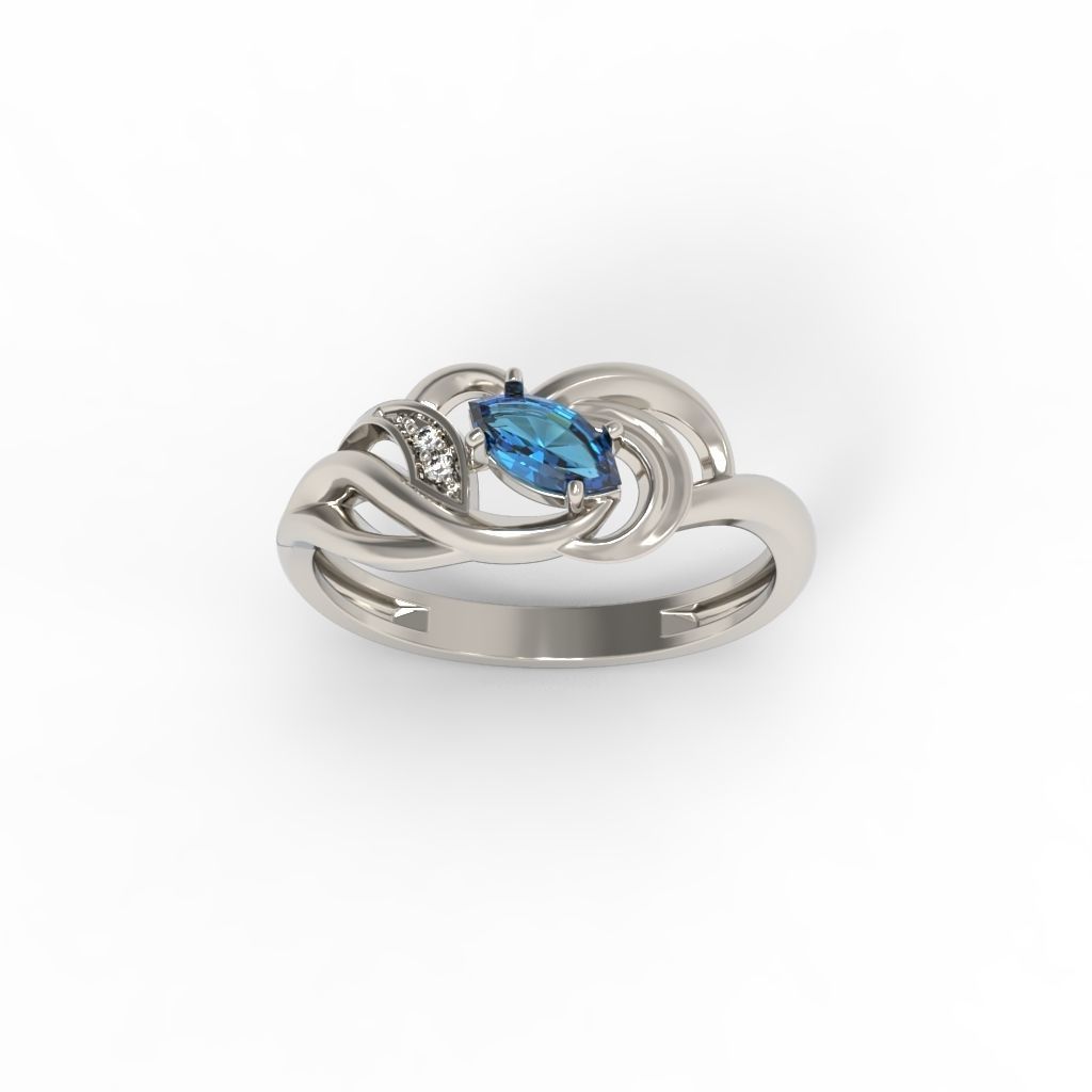 Women ring with gems 3dm stl 3D print model_9