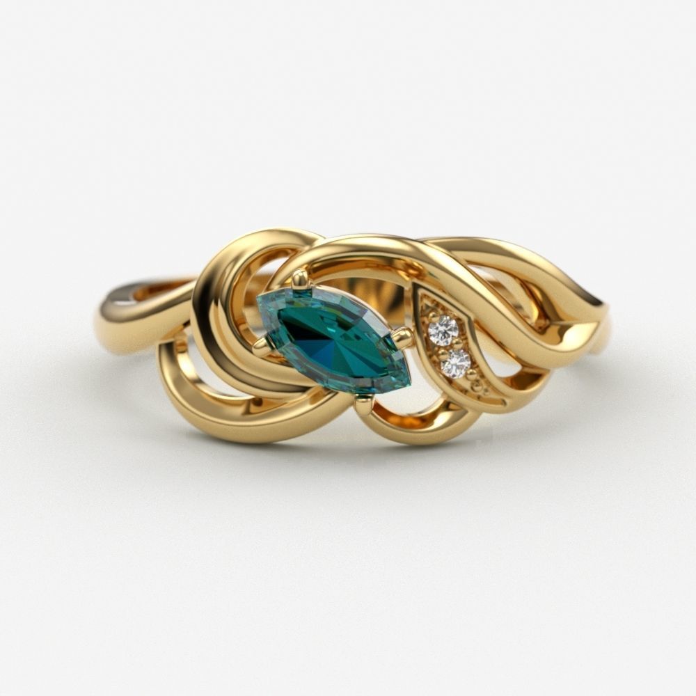 Women ring with gems 3dm stl 3D print model_1