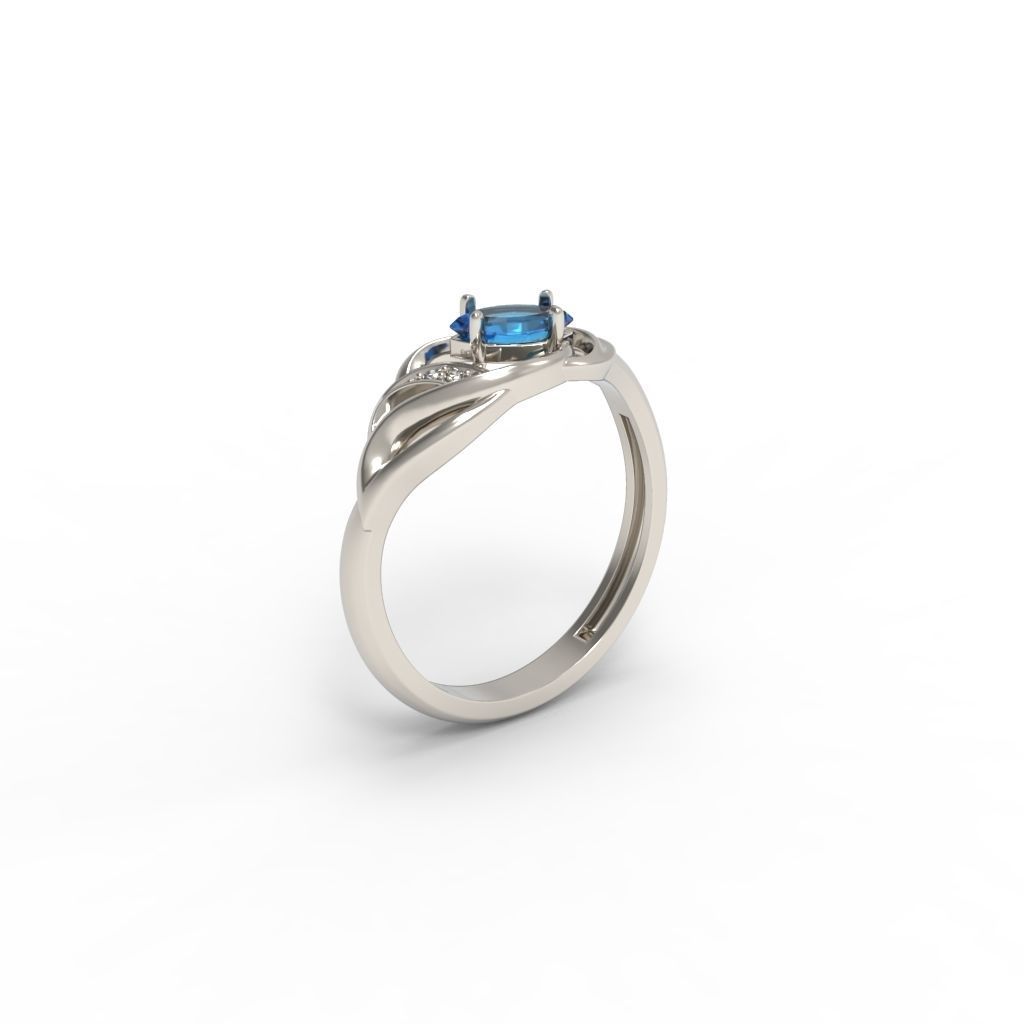 Women ring with gems 3dm stl 3D print model_19