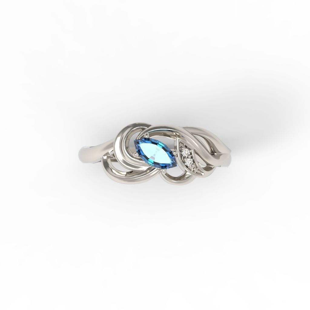 Women ring with gems 3dm stl 3D print model_16
