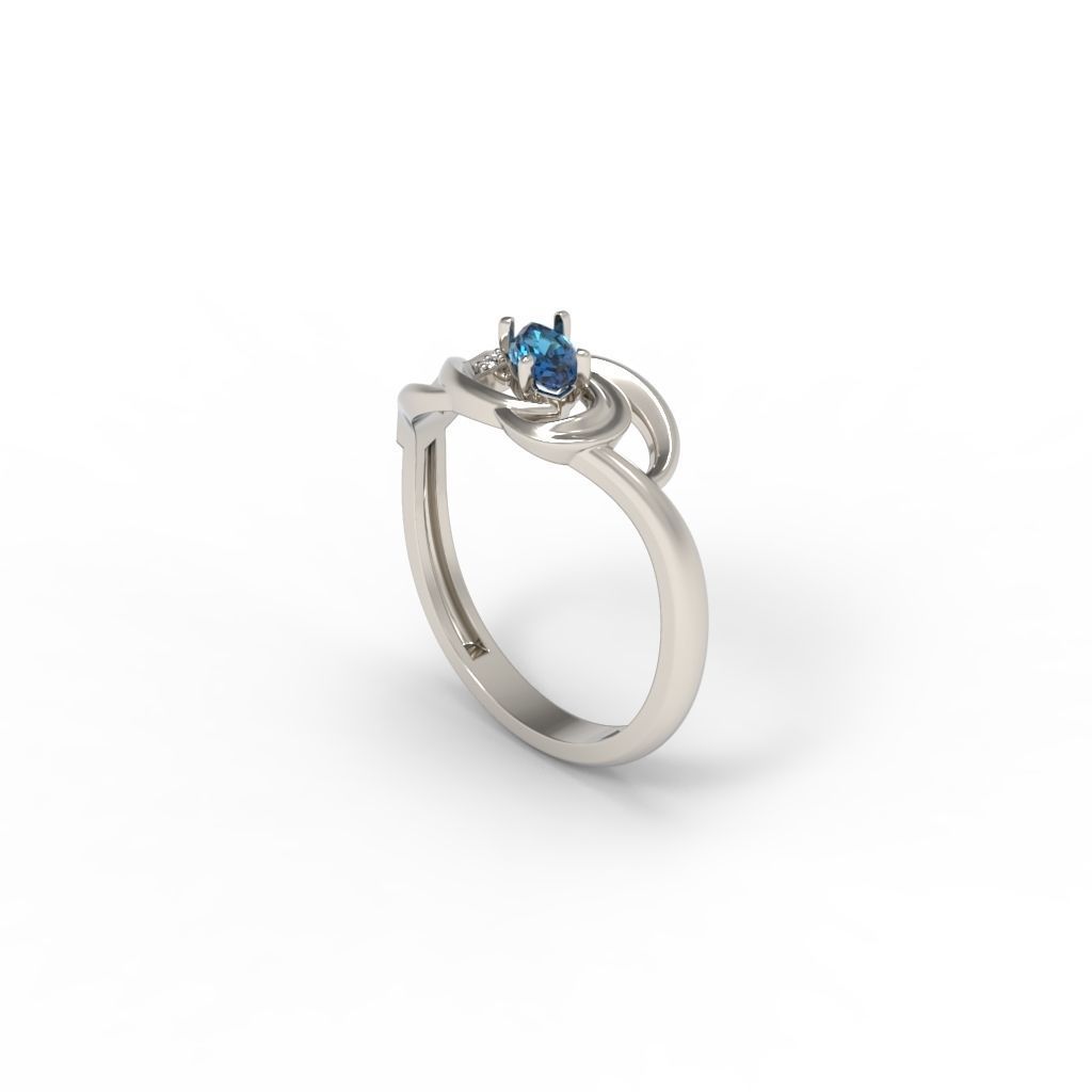 Women ring with gems 3dm stl 3D print model_21