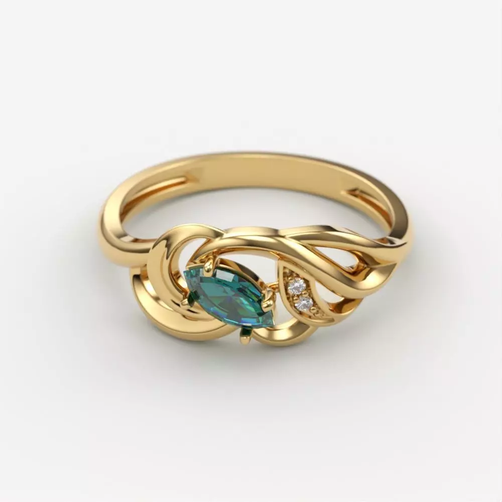 Women ring with gems 3dm stl 3D print model_0