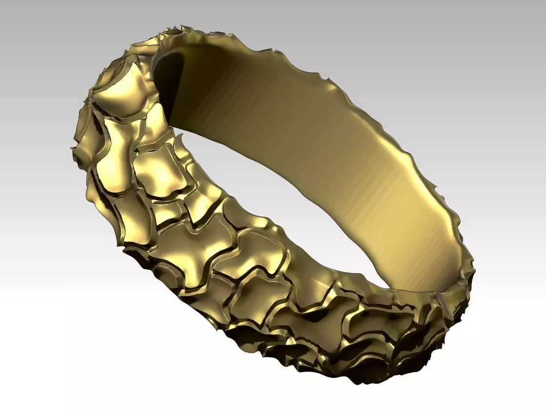 Cracked Soil Wedding Ring Yellow Gold Silver 3D print model