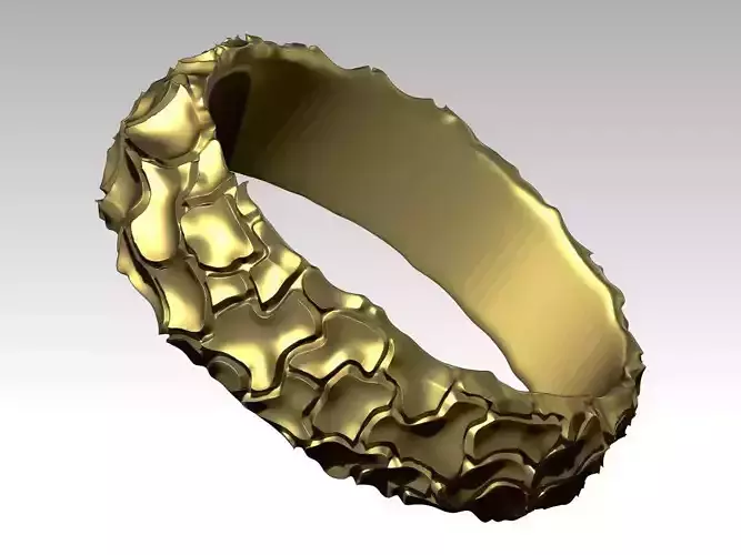 Cracked Soil  Wedding Ring Yellow Gold Silver 3D print model