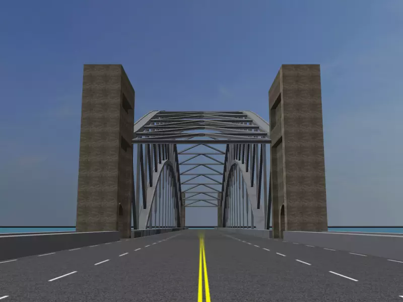 Large Steel Arch bridge Free 3D model