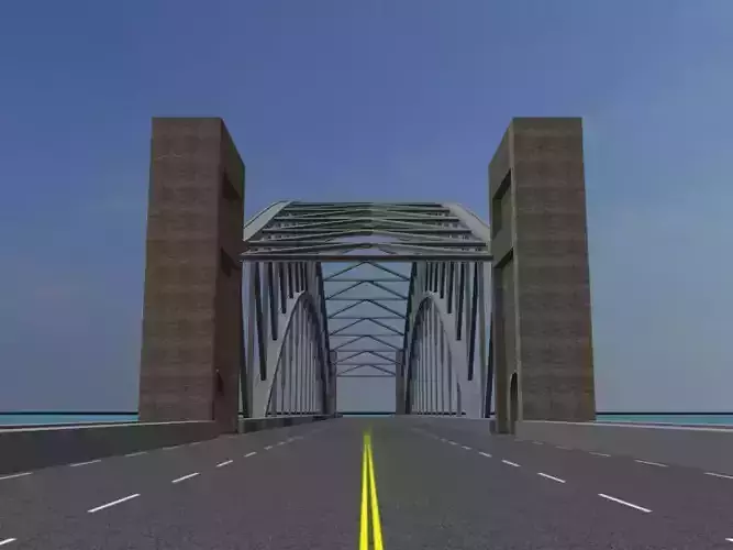 Large Steel Arch bridge Free 3D model