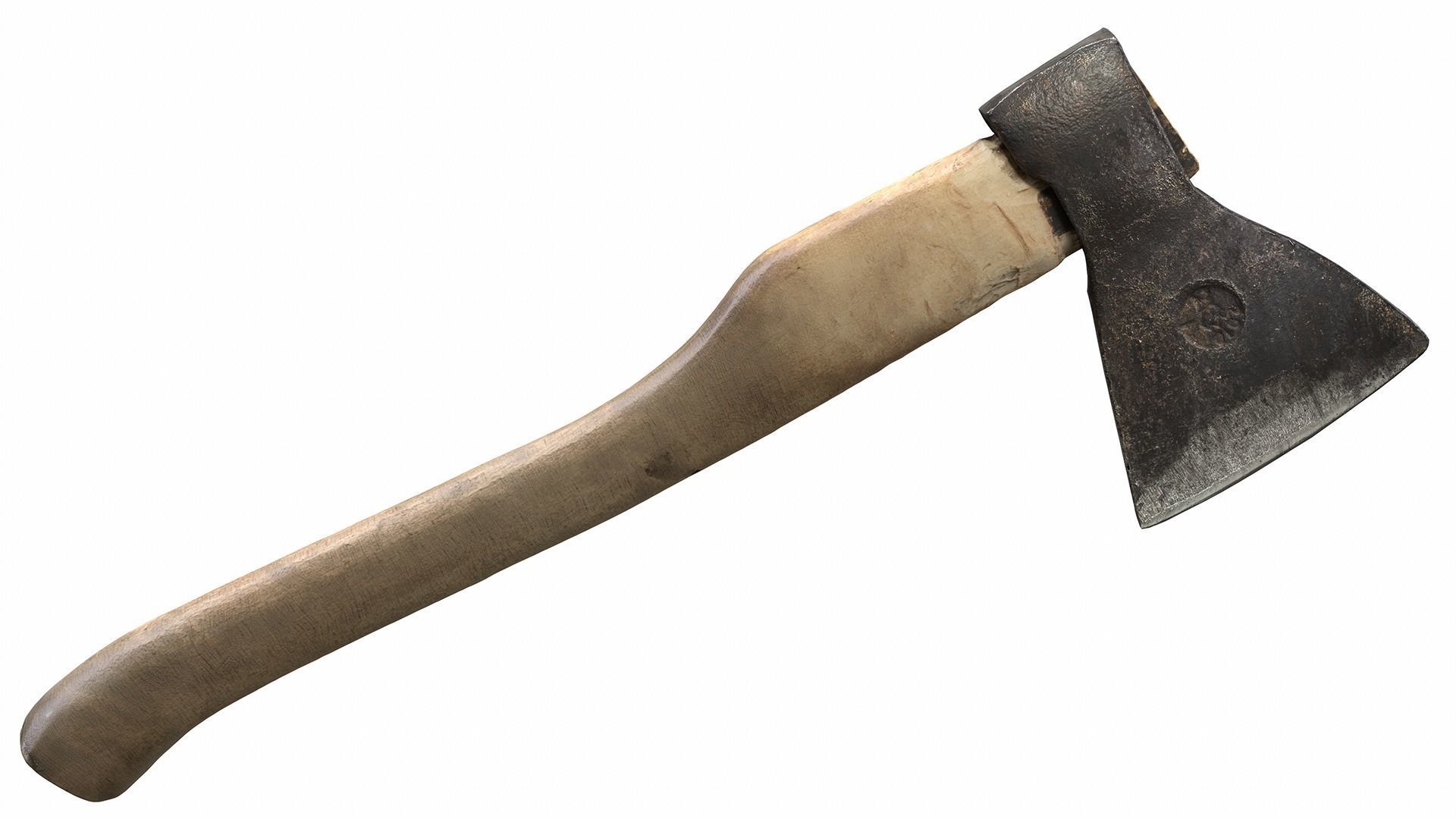 Old Worn Rusty Used Ax 3D model_2