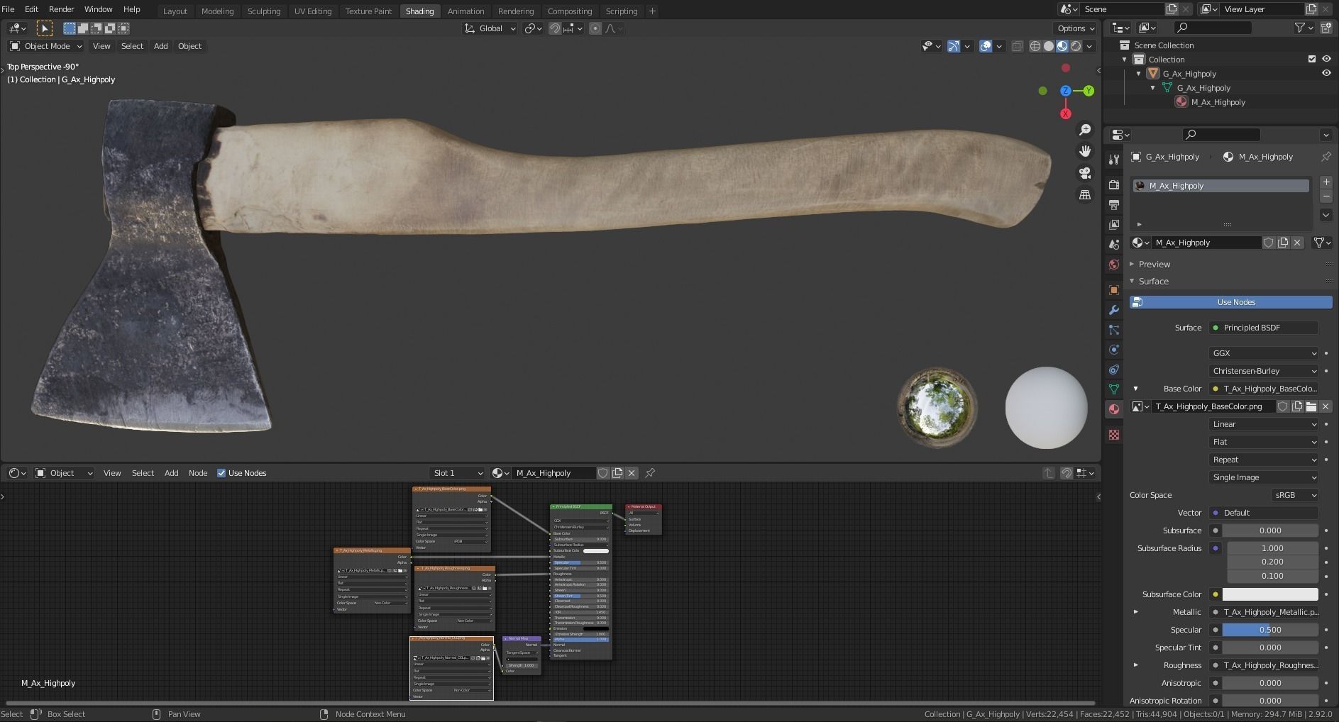 Old Worn Rusty Used Ax 3D model_16