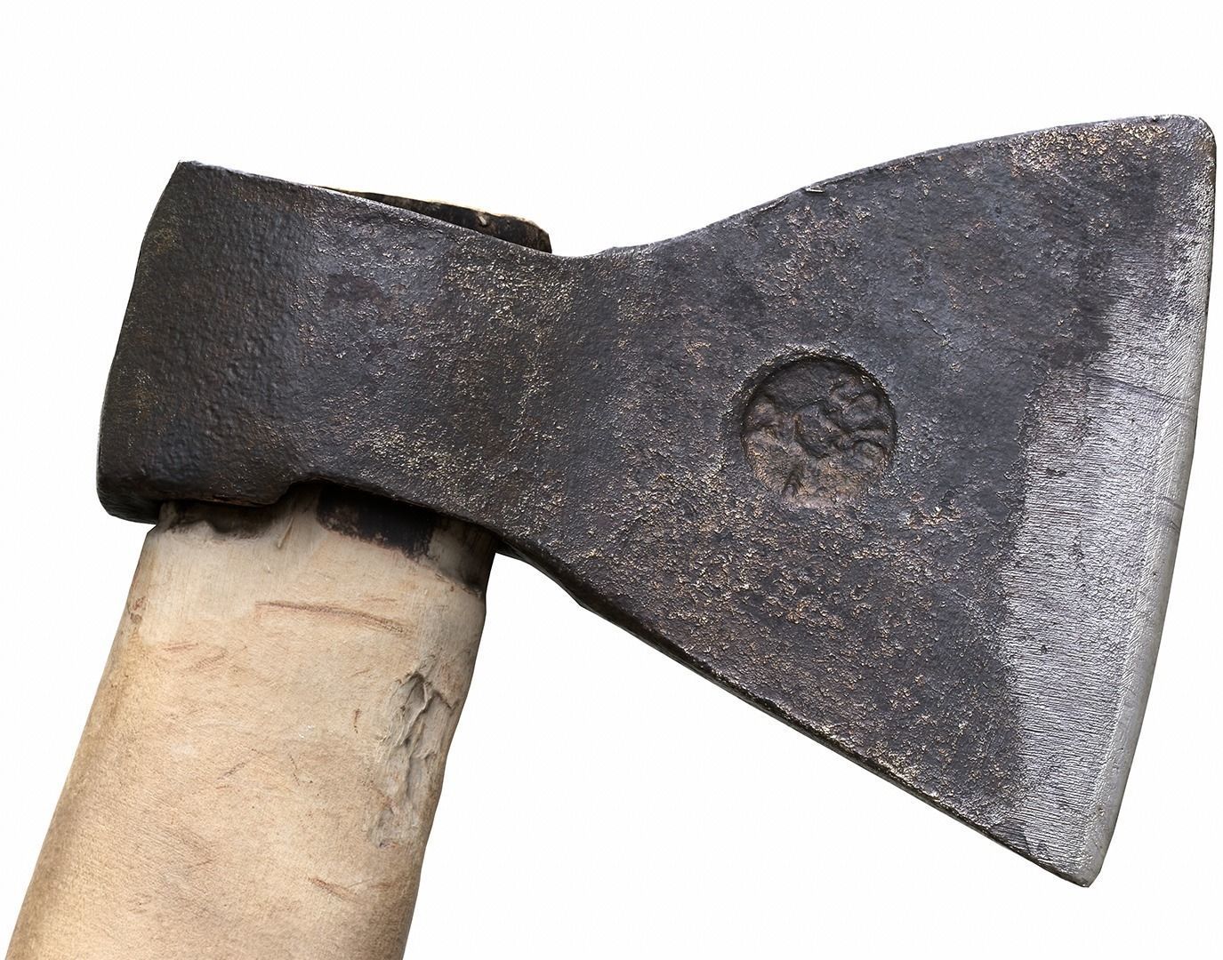 Old Worn Rusty Used Ax 3D model_0