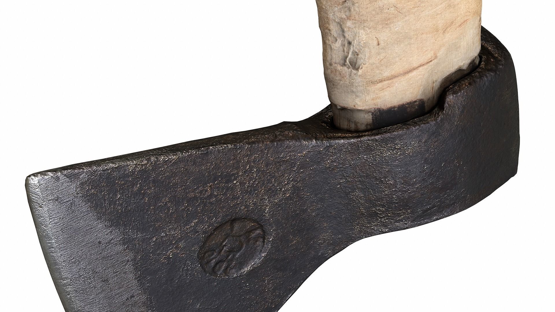 Old Worn Rusty Used Ax 3D model_17