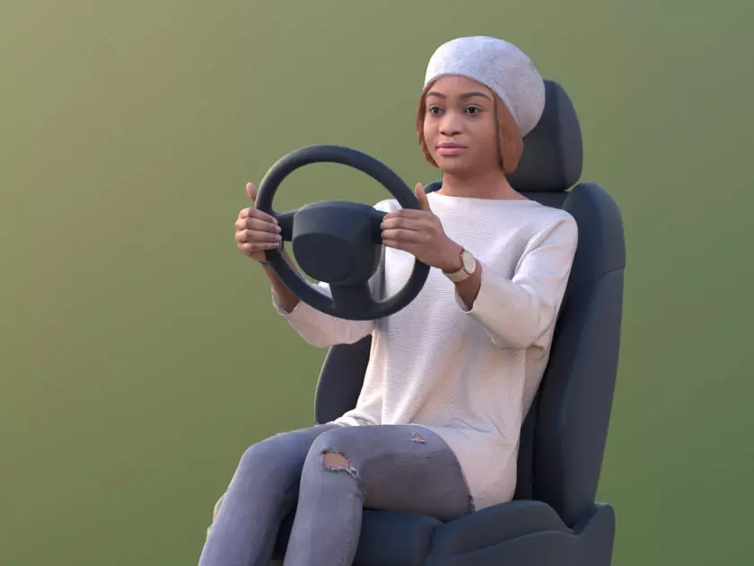 Iona 10613 - Casual Woman Driving A Car 3D model_0
