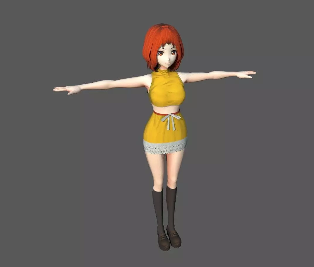 3D Model Anime Character for Game or Animation Low-poly 3D model_0