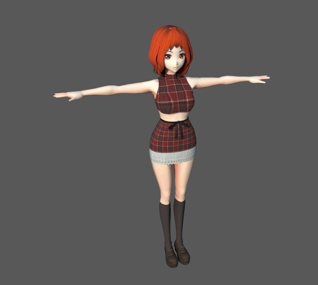 3D Model Anime Character for Game or Animation Low-poly 3D model_1