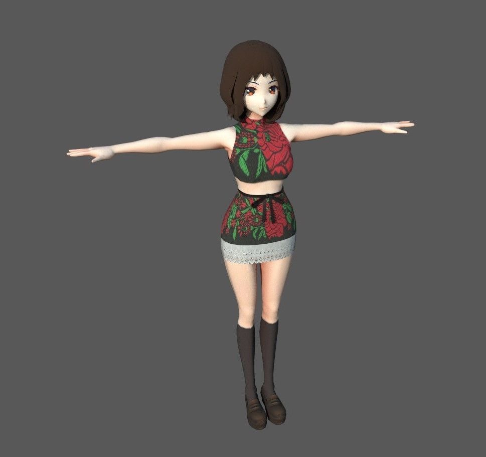 3D Model Anime Character for Game or Animation Low-poly 3D model_2
