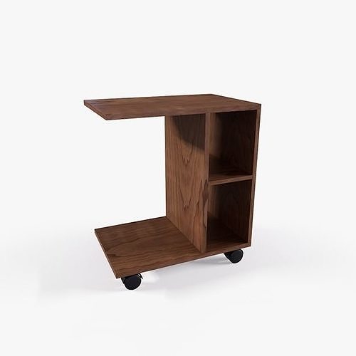Heather Side Table teak finish Low-poly 3D model