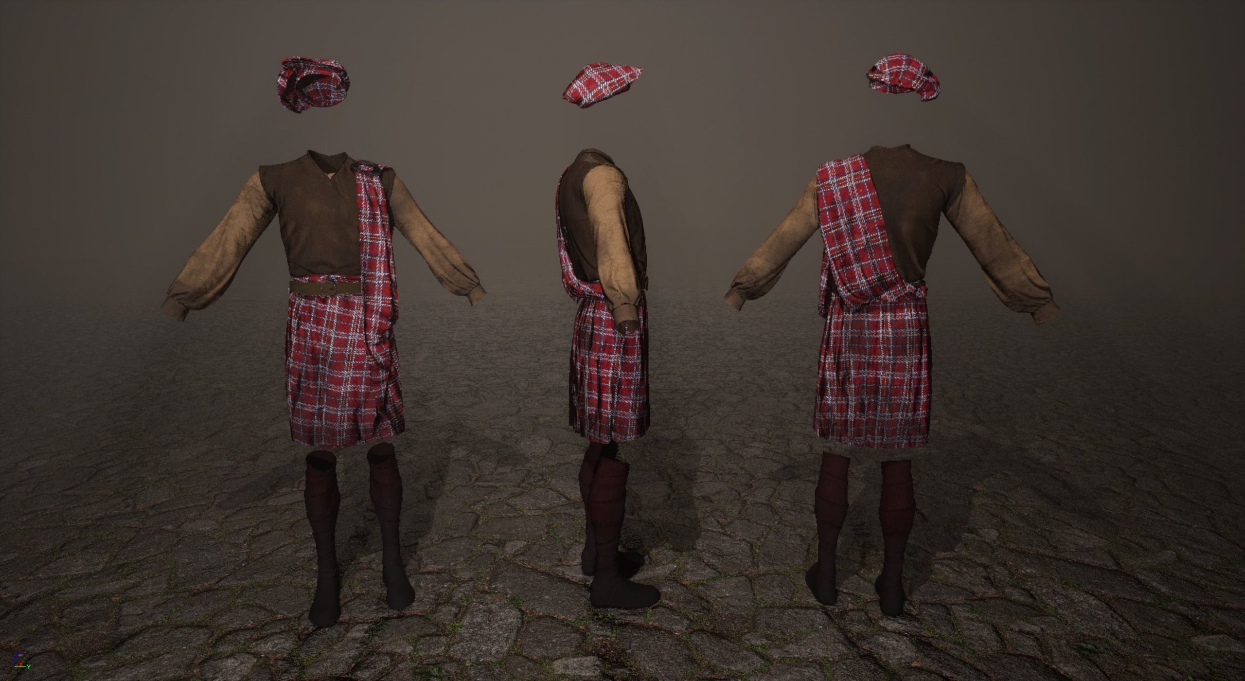 Scottish Highlander Man kilts Low-poly 3D model_3