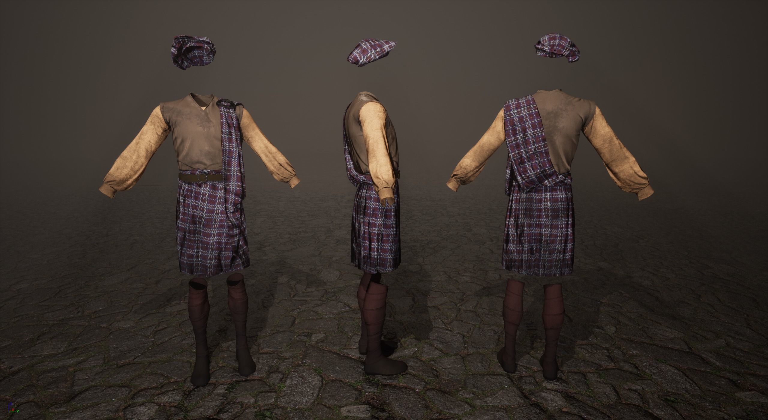 Scottish Highlander Man kilts Low-poly 3D model_4