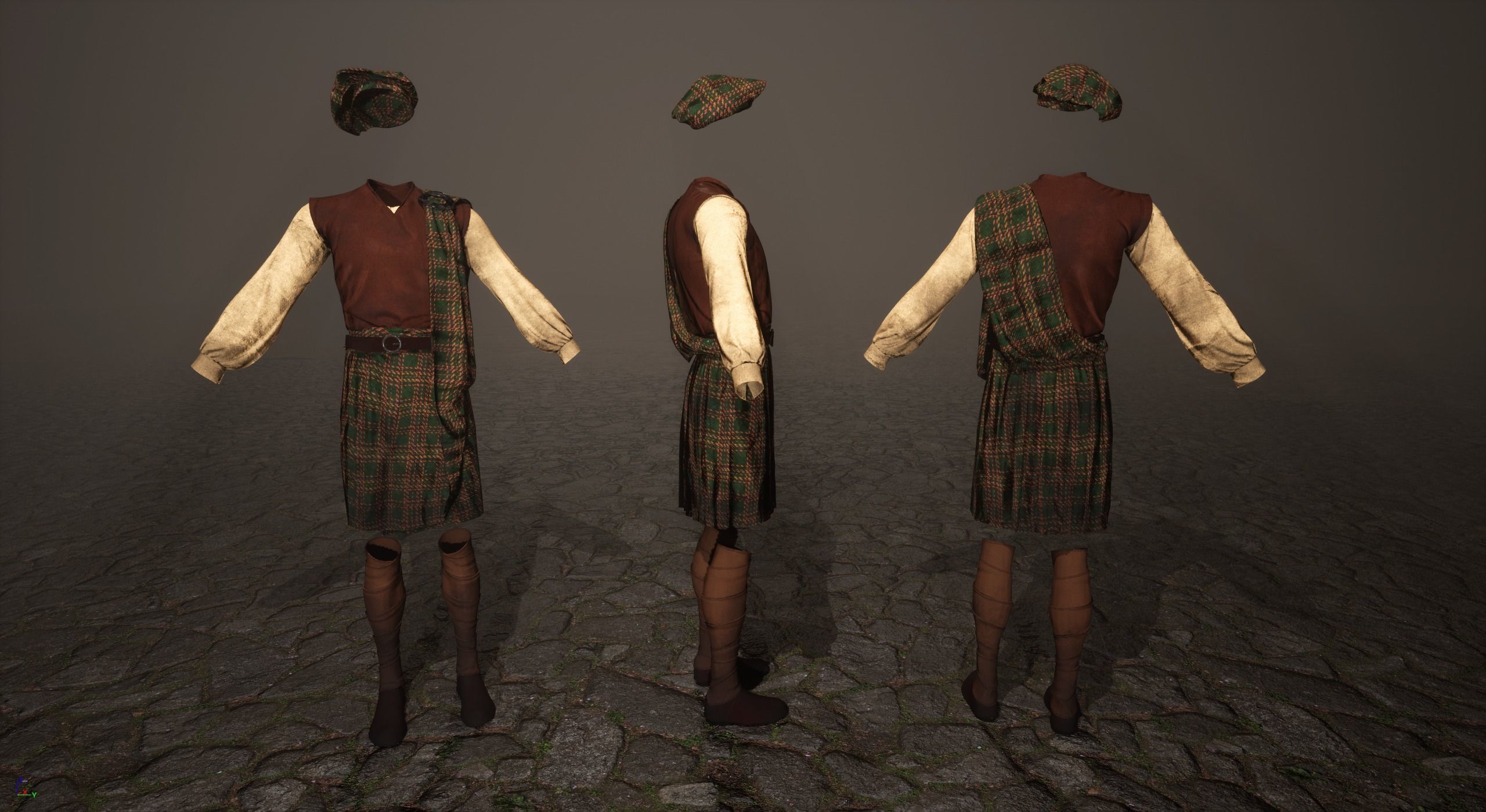 Scottish Highlander Man kilts Low-poly 3D model_1