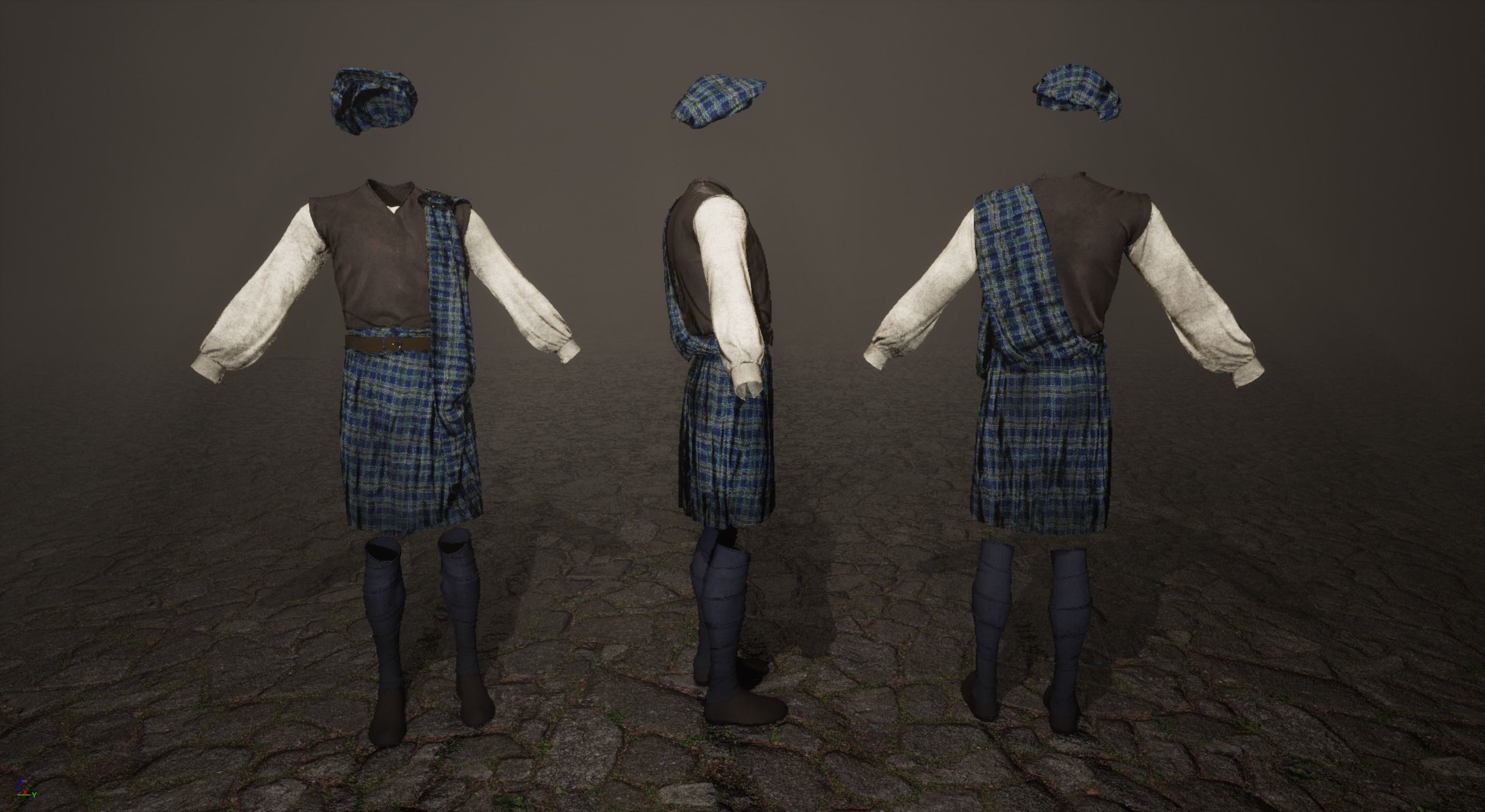 Scottish Highlander Man kilts Low-poly 3D model_2