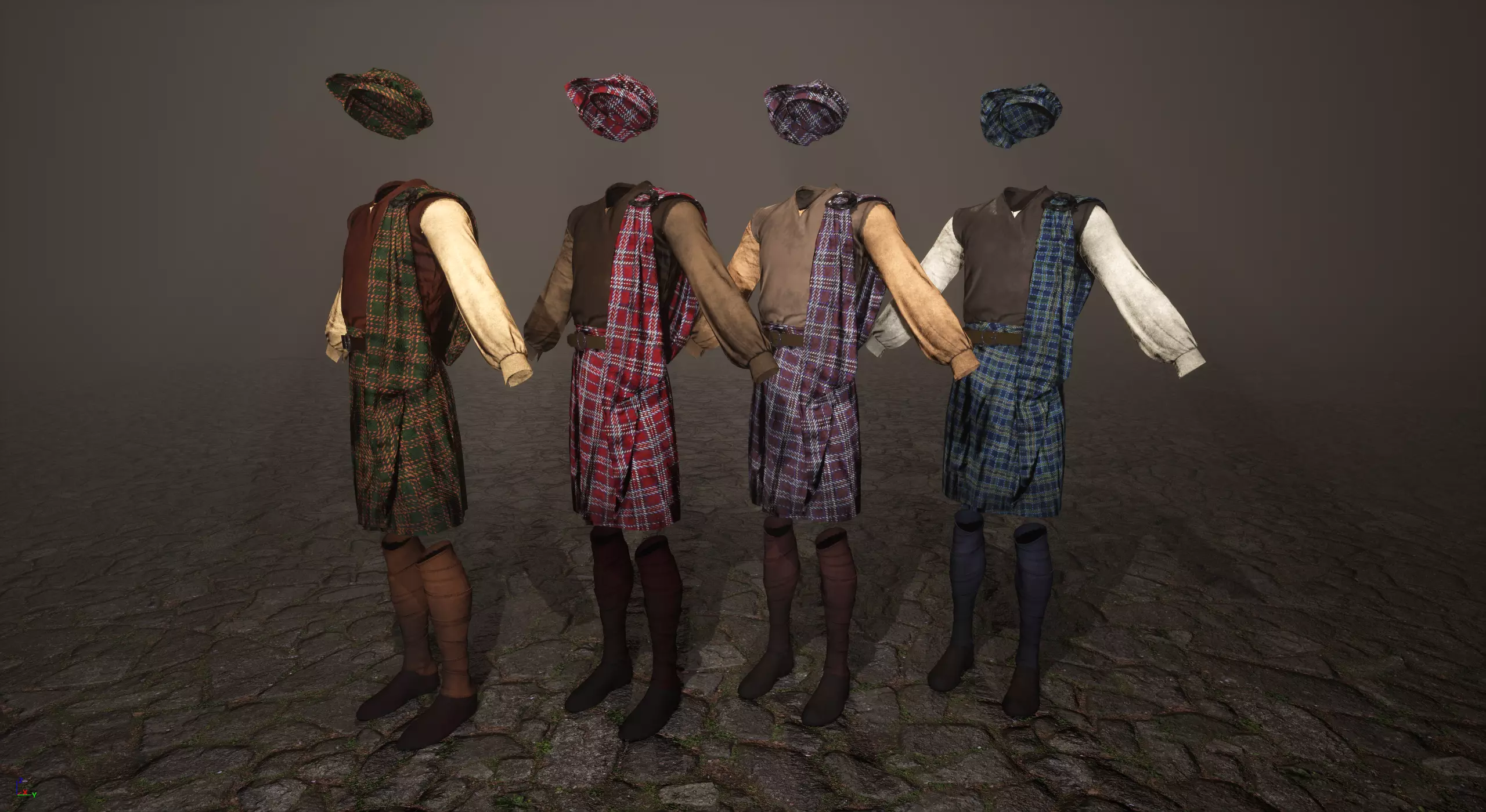 Scottish Highlander Man kilts Low-poly 3D model_0