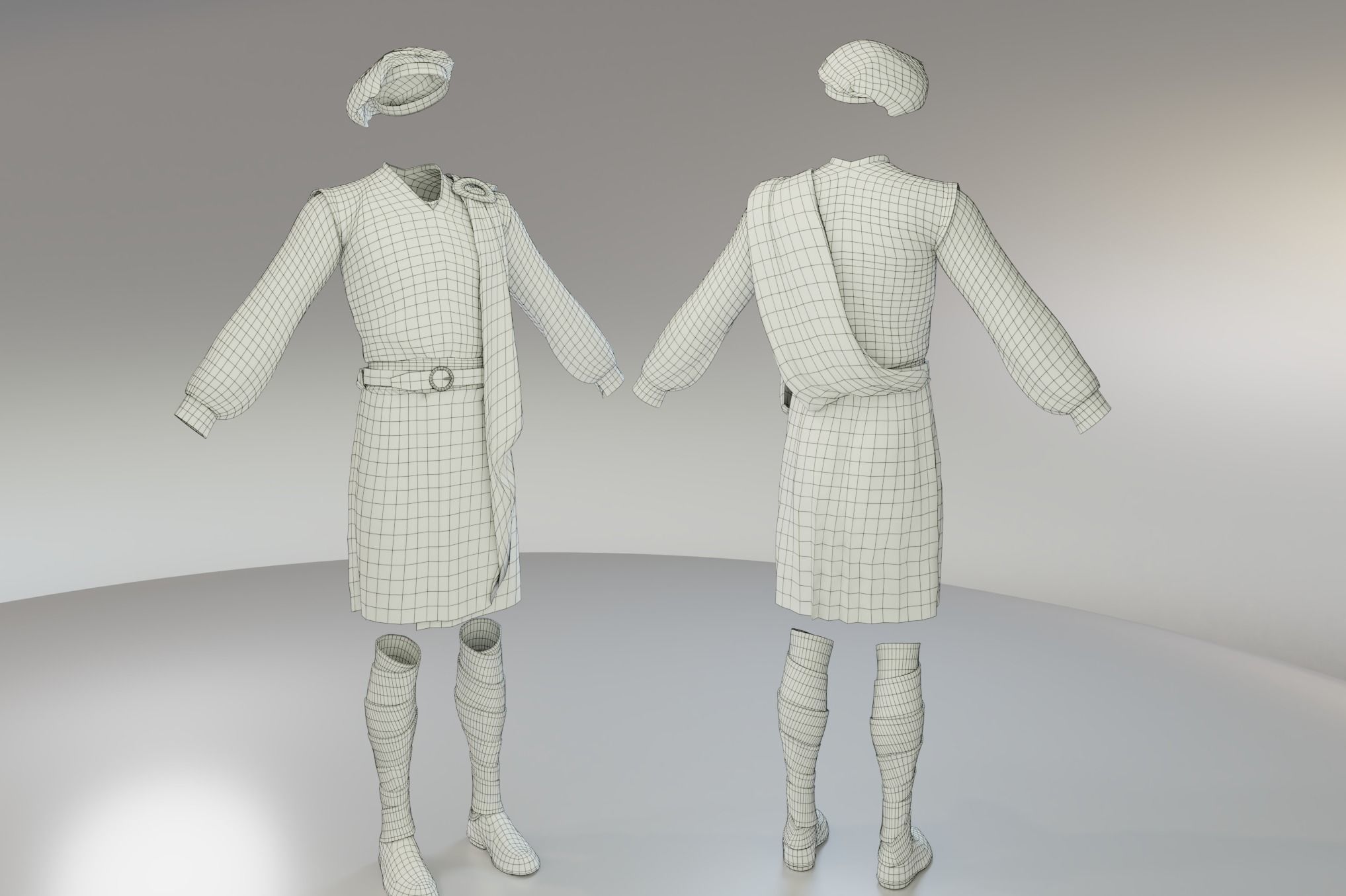 Scottish Highlander Man kilts Low-poly 3D model_11