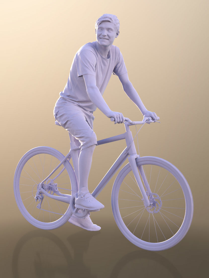 Andy 10098 - Casual Young Man Sitting On His Bike 3D model_4