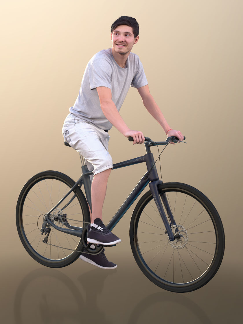 Andy 10098 - Casual Young Man Sitting On His Bike 3D model_2