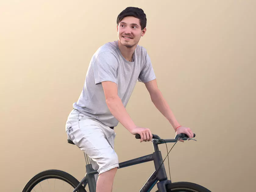 Andy 10098 - Casual Young Man Sitting On His Bike 3D model_0