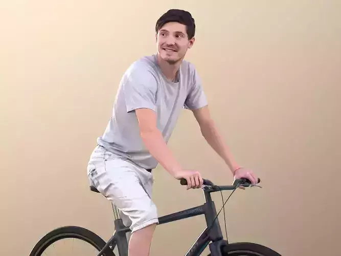 Andy 10098 - Casual Young Man Sitting On His Bike 3D model
