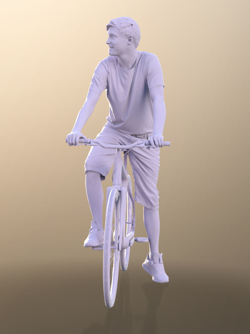 Andy 10098 - Casual Young Man Sitting On His Bike 3D model_5