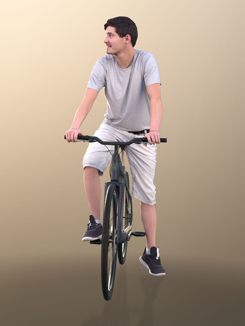 Andy 10098 - Casual Young Man Sitting On His Bike 3D model_3