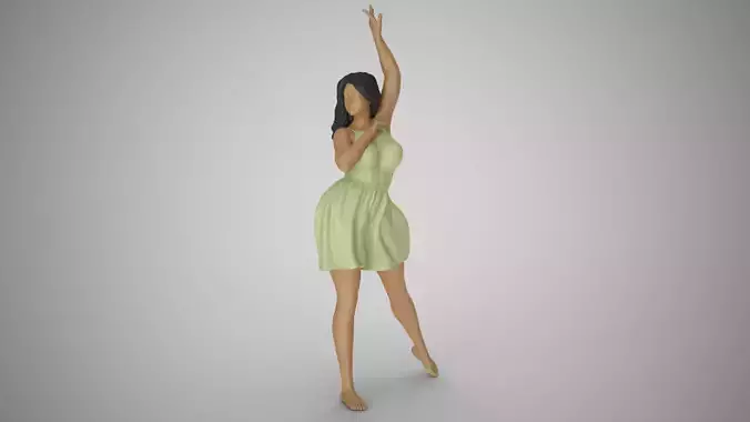 Inspiration woman dancing in dress 3D print model