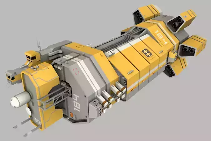 Mining command control vessel Low-poly 3D model