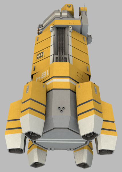 Mining command control vessel Low-poly 3D model_3