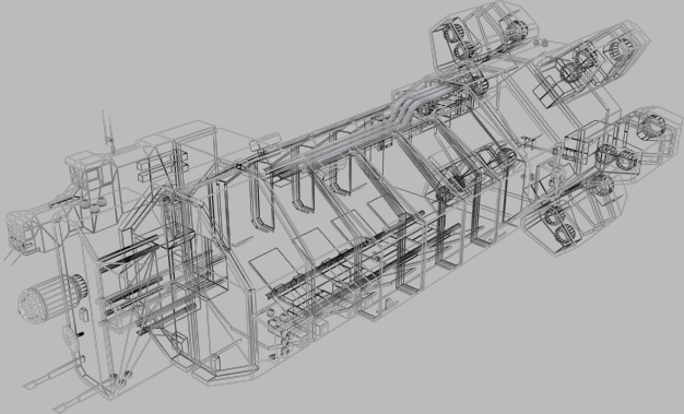 Mining command control vessel Low-poly 3D model_2