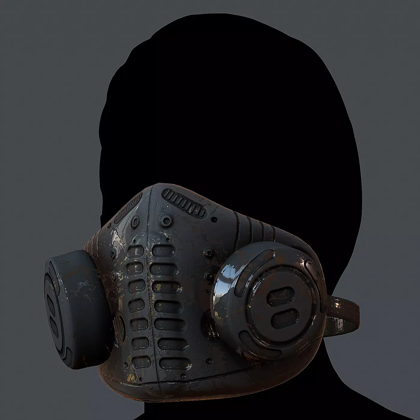 Gas mask helmet 3d model scifi Low-poly 3D model_0