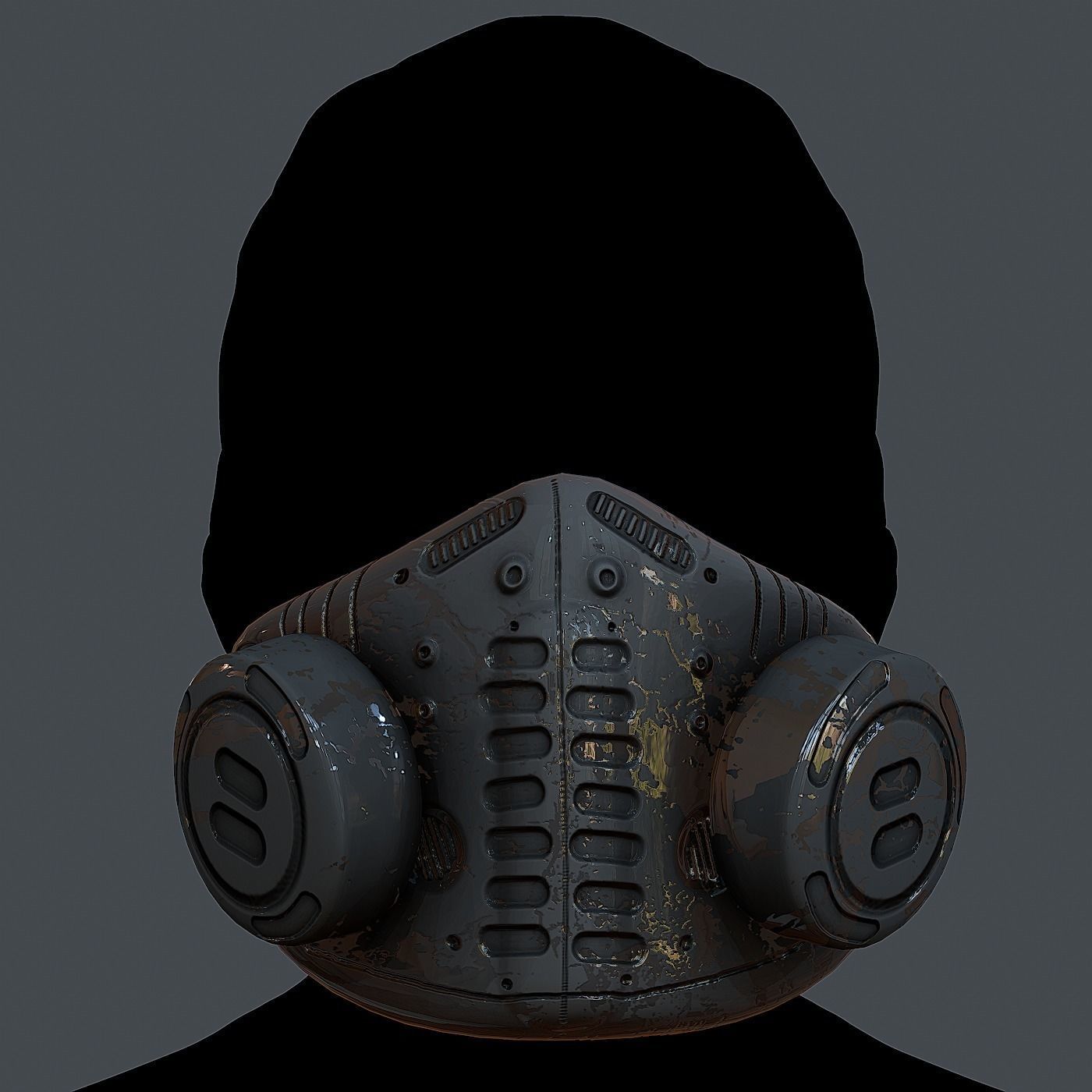 Gas mask helmet 3d model scifi Low-poly 3D model_2