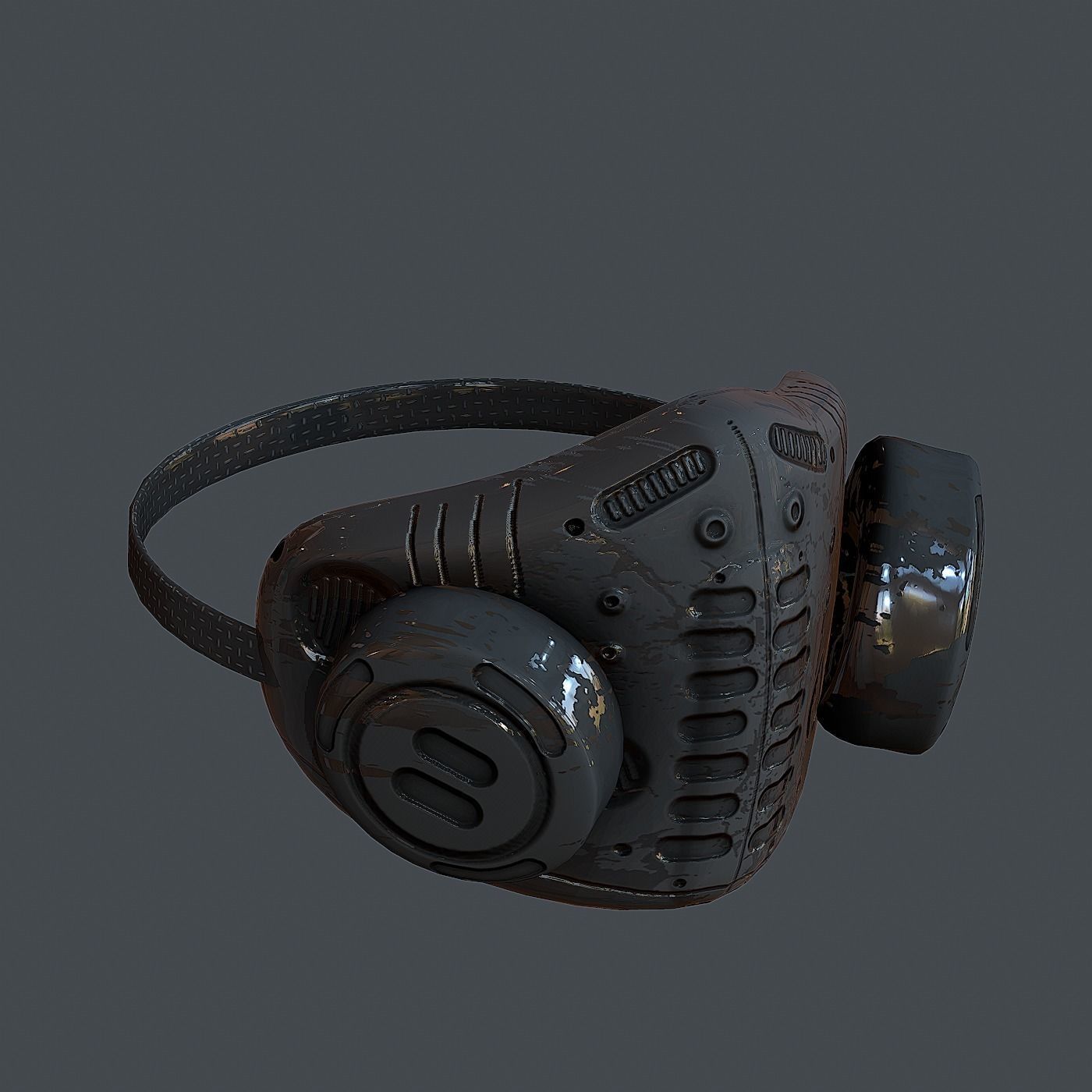 Gas mask helmet 3d model scifi Low-poly 3D model_3
