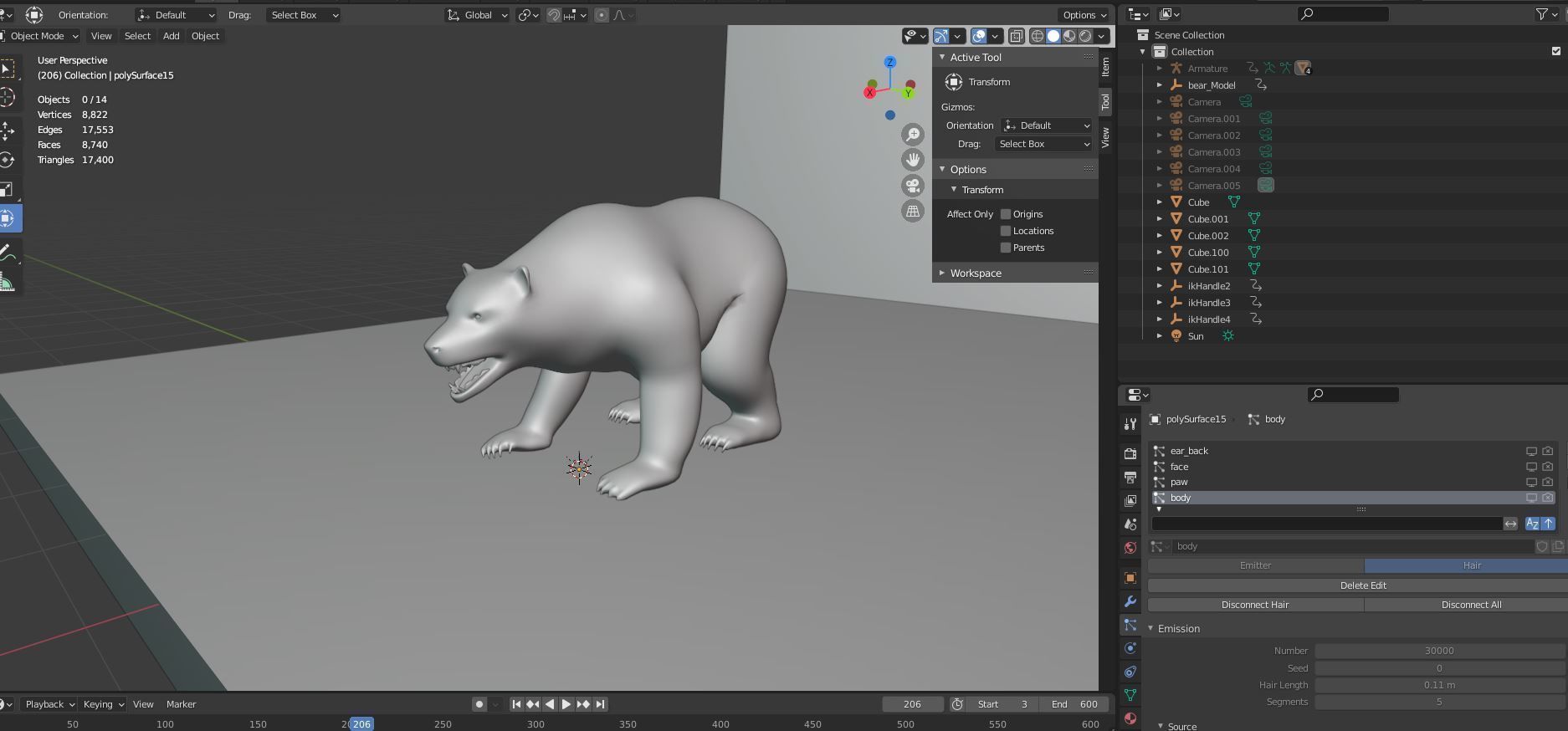 Brown Bear Fur Animated  Low-poly 3D model_13